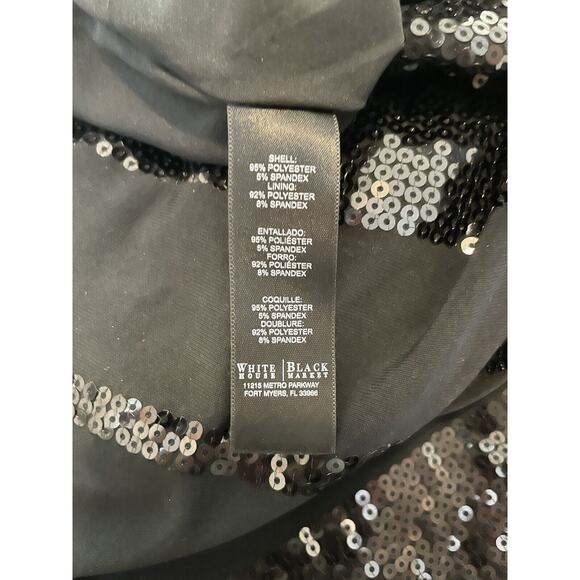 NWT $120 White House Black Market Size XS Black Sequin Striped Sleeveless Dress - Picture 6 of 6